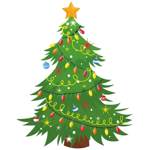 Decorated Christmas Tree Cutout | Festive Party & Holiday Decoration